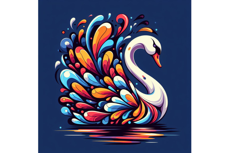 4-illustration-of-an-abstract-of-a-colorful-swan-swimming