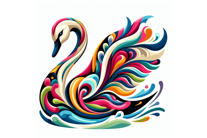 4-illustration-of-an-abstract-of-a-colorful-swan-swimming