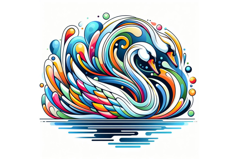 4-illustration-of-an-abstract-of-a-colorful-swan-swimming