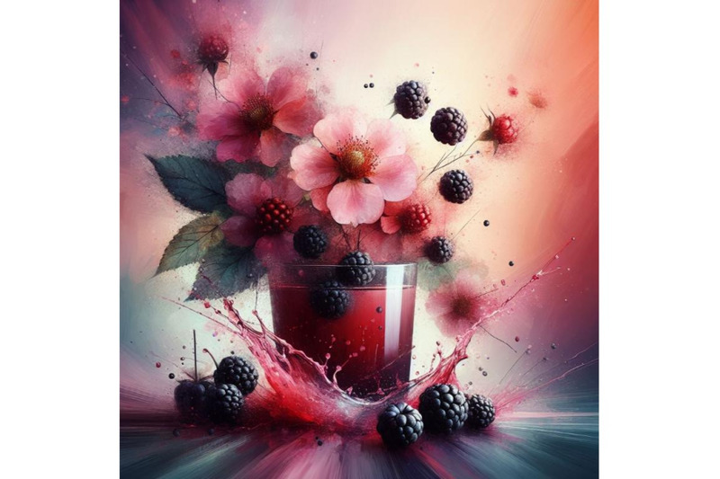 4-fresh-blackberries-fall-into-a-glass-with-juice-generating-a-splash