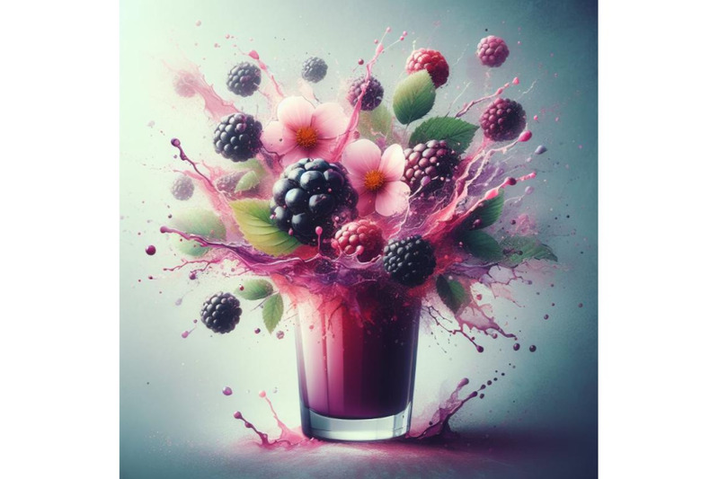 4-fresh-blackberries-fall-into-a-glass-with-juice-generating-a-splash