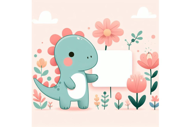 4-cute-dinosaur-cartoon-with-blank-sign