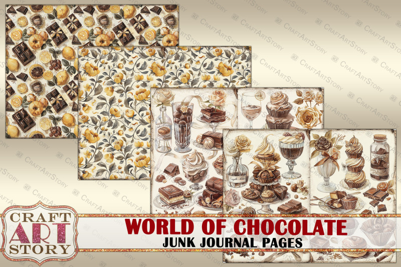 vintage-chocolate-junk-journal-crafting-cookbook-pages