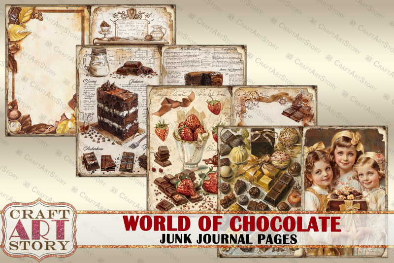 vintage-chocolate-junk-journal-crafting-cookbook-pages