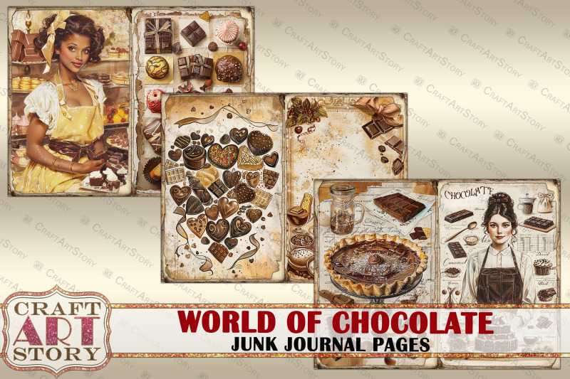 vintage-chocolate-junk-journal-crafting-cookbook-pages