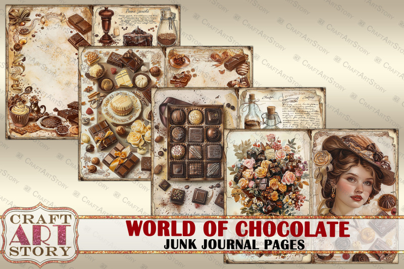 vintage-chocolate-junk-journal-crafting-cookbook-pages