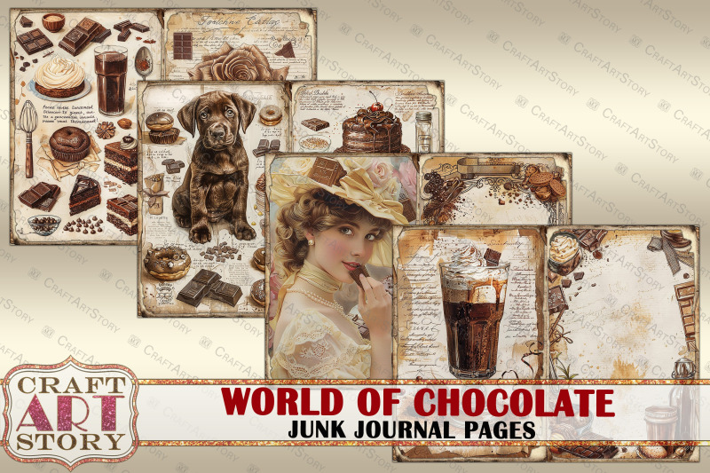 vintage-chocolate-junk-journal-crafting-cookbook-pages