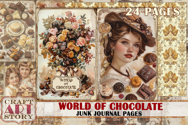 vintage-chocolate-junk-journal-crafting-cookbook-pages