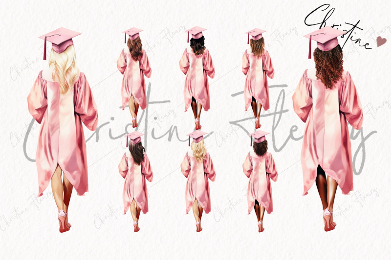 watercolor-pink-graduation-girls-clipart