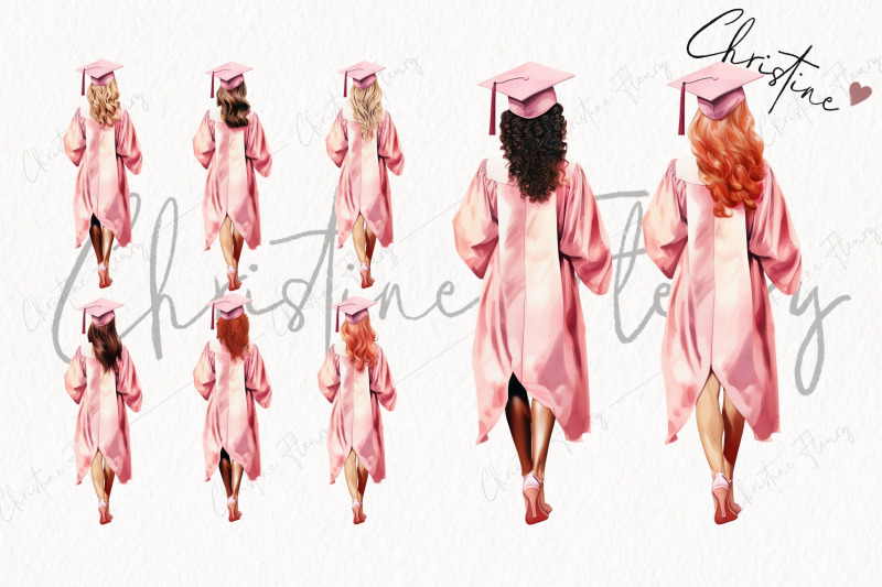 watercolor-pink-graduation-girls-clipart