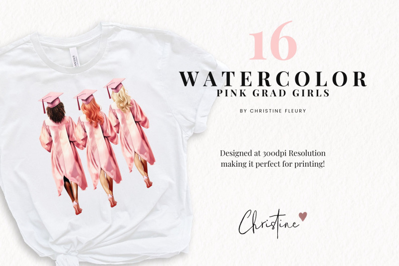 watercolor-pink-graduation-girls-clipart