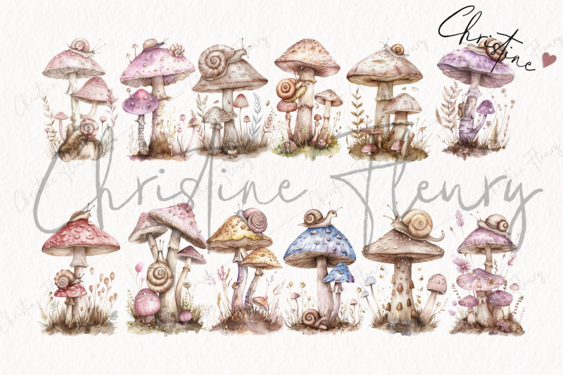 dreamy-mushrooms-amp-snails-clipart