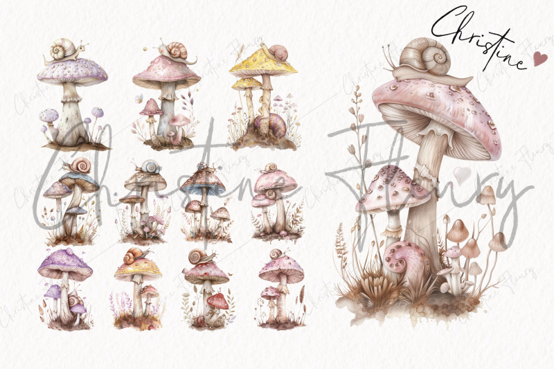 dreamy-mushrooms-amp-snails-clipart