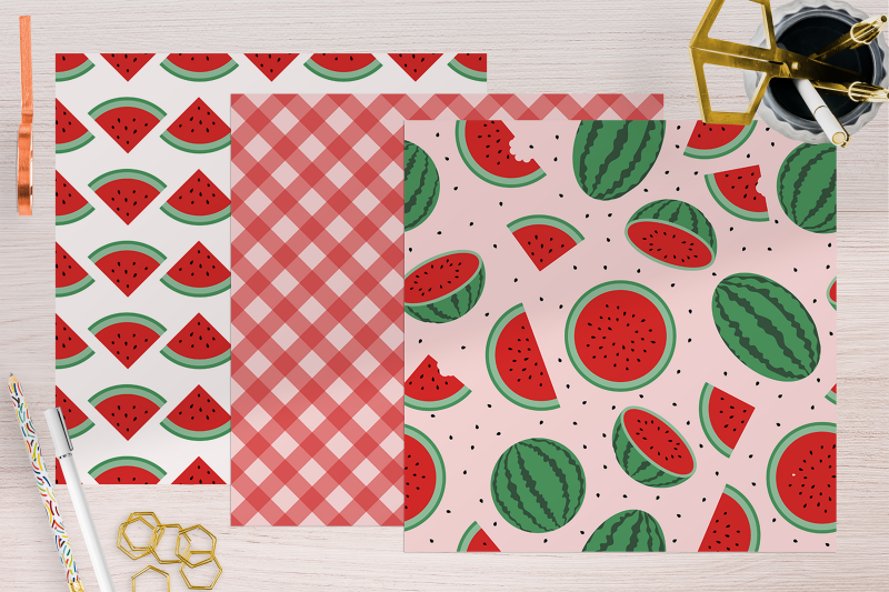 watermelon-color-flat-digital-papers-fruit-pattern-bundle-summer-aes