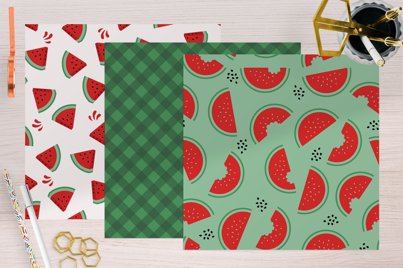 watermelon-color-flat-digital-papers-fruit-pattern-bundle-summer-aes