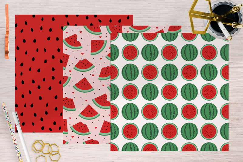 watermelon-color-flat-digital-papers-fruit-pattern-bundle-summer-aes