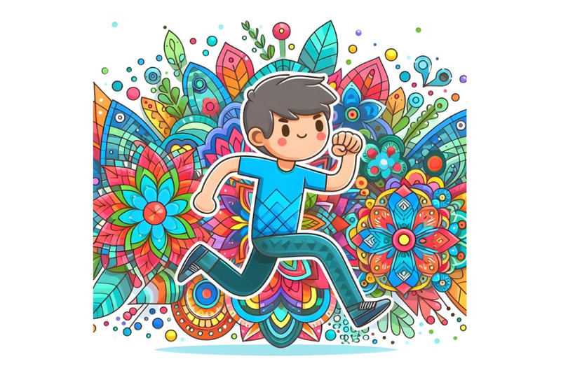 a-man-running-with-a-colorful-geometric-pattern