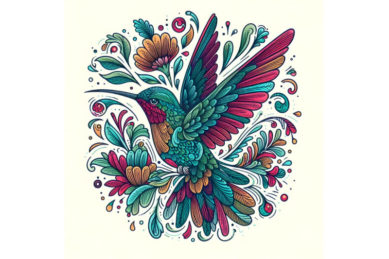 colorful-hand-drawn-hummingbird-with-floral-ornament