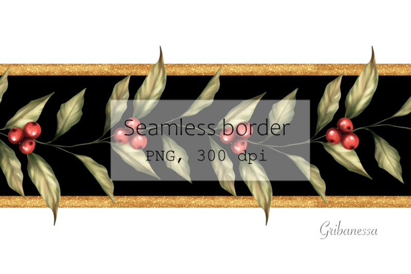 seamless-border-with-leaves-and-berries-floral-garland