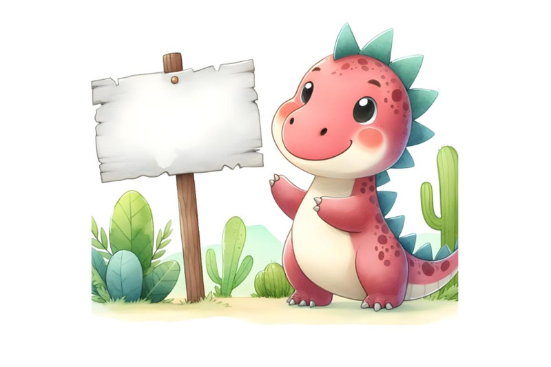 cute-dinosaur-cartoon-with-blank-sign