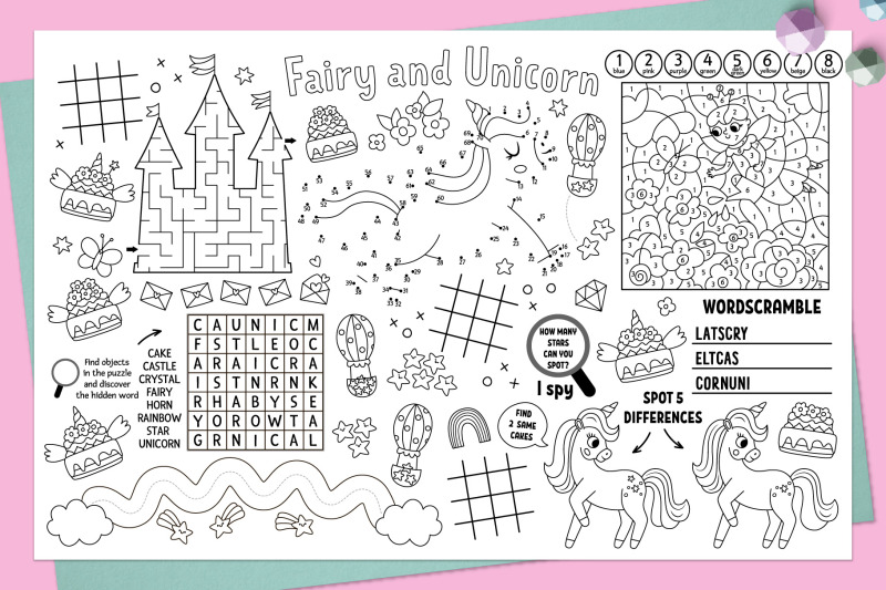 unicorn-and-fairy-coloring-activity-mats-collection