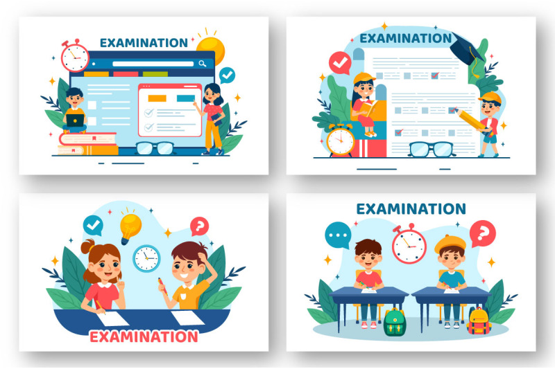 12-examination-vector-illustration