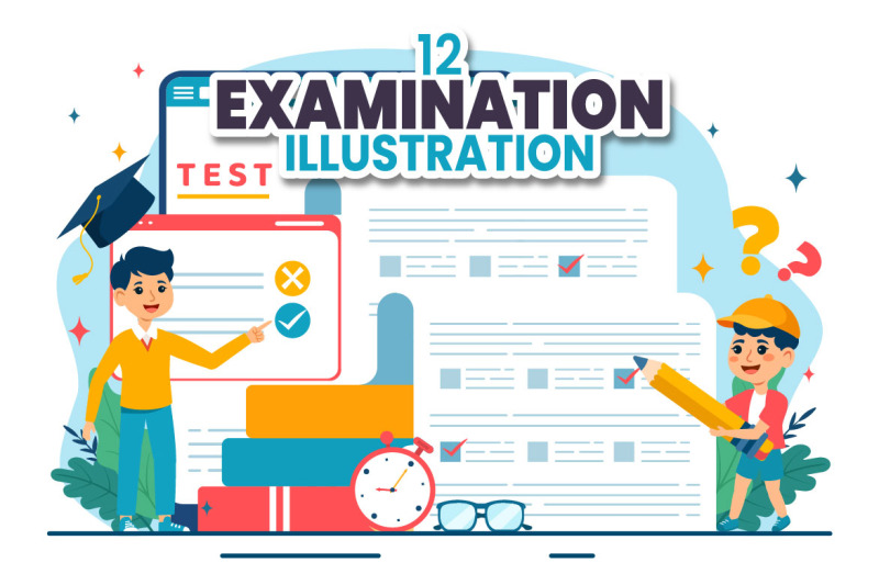 12-examination-vector-illustration