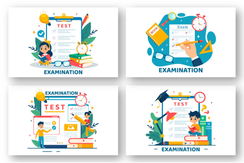 12-examination-vector-illustration