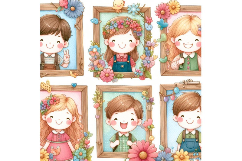 bundle-of-small-and-smile-colorful-kids-with-frame