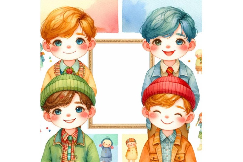 bundle-of-small-and-smile-colorful-kids-with-frame