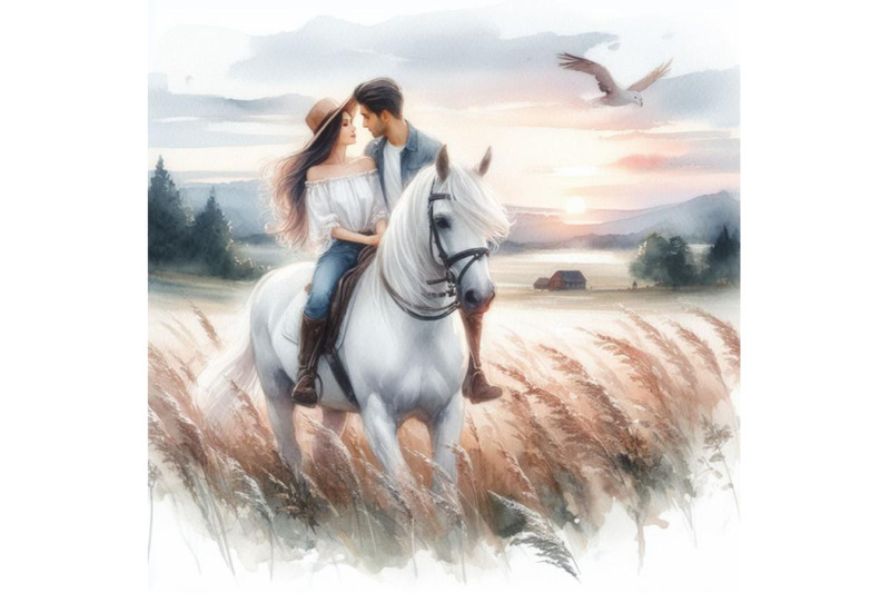 bundle-of-romantic-couple-on-white-horse