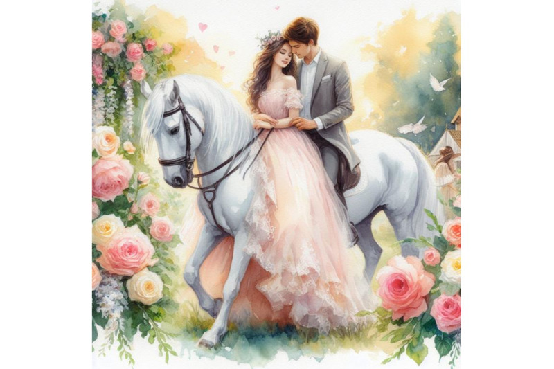 bundle-of-romantic-couple-on-white-horse