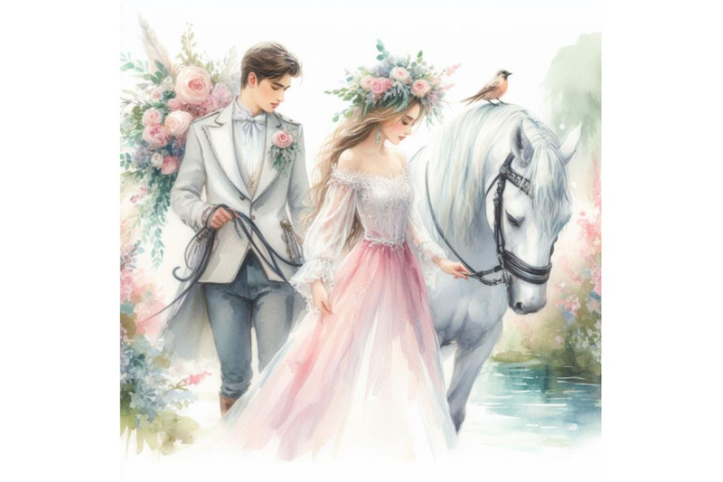 bundle-of-romantic-couple-on-white-horse