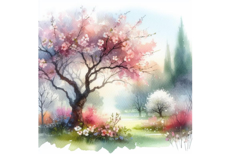 bundle-of-a-spring-landscape-with-a-blooming-tree