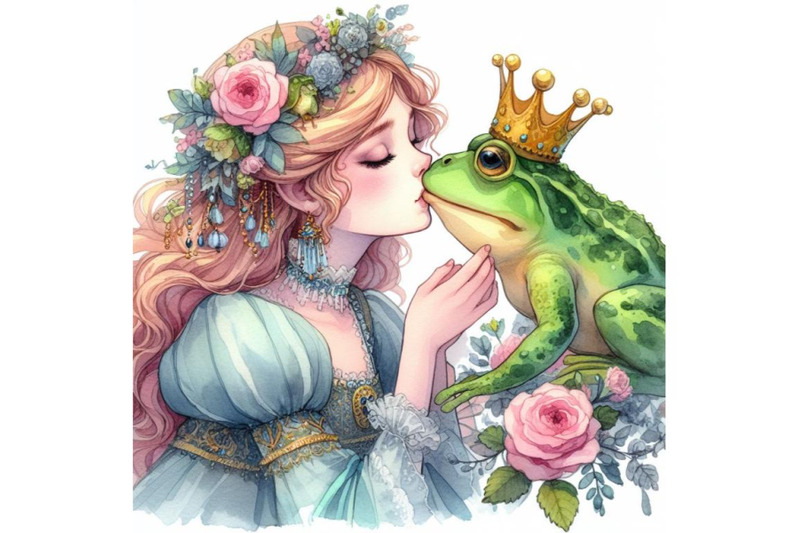 bundle-of-fairytale-princess-kissing-a-frog