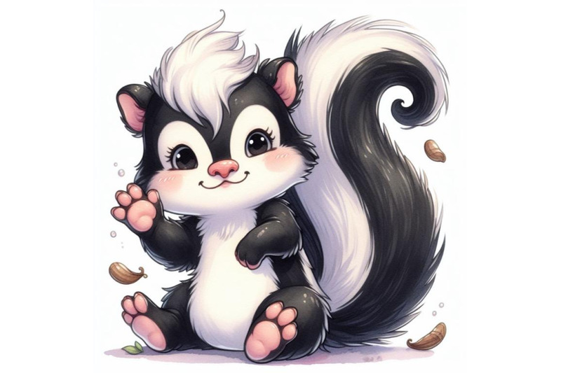 bundle-of-cute-skunk-cartoon-waving-hand