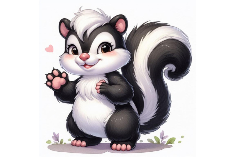 bundle-of-cute-skunk-cartoon-waving-hand