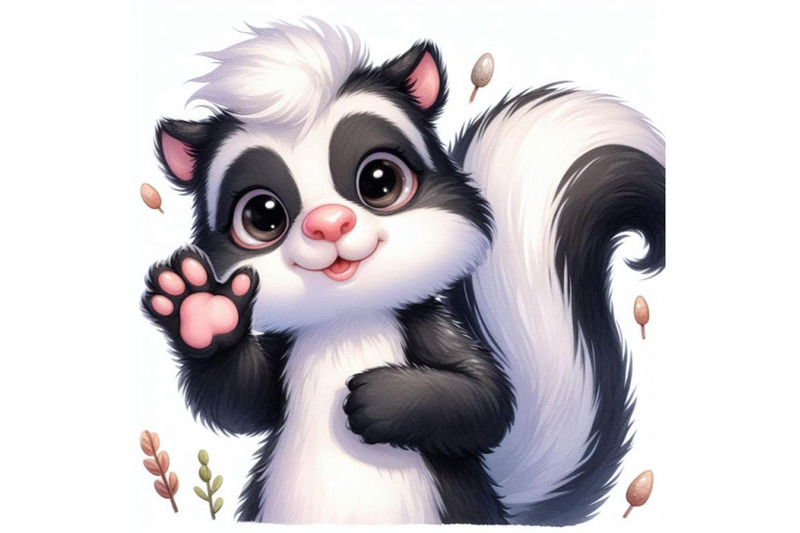 bundle-of-cute-skunk-cartoon-waving-hand