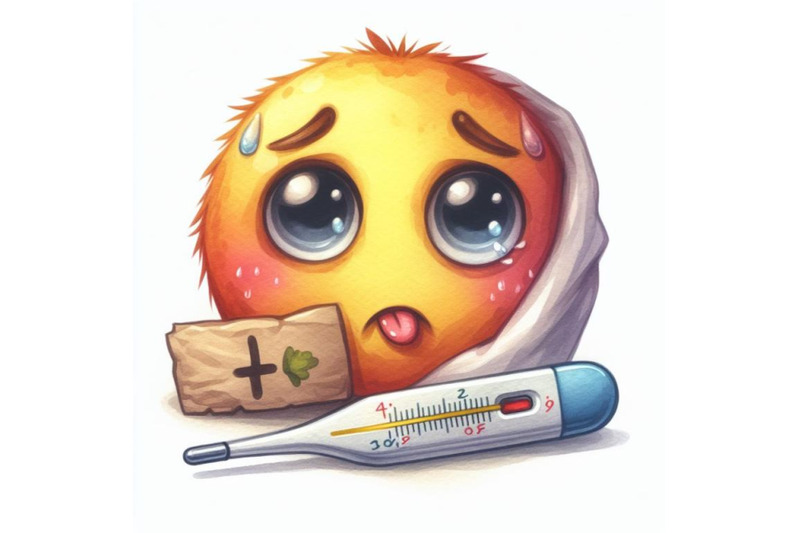 bundle-of-a-sick-emoticon-with-a-thermometer