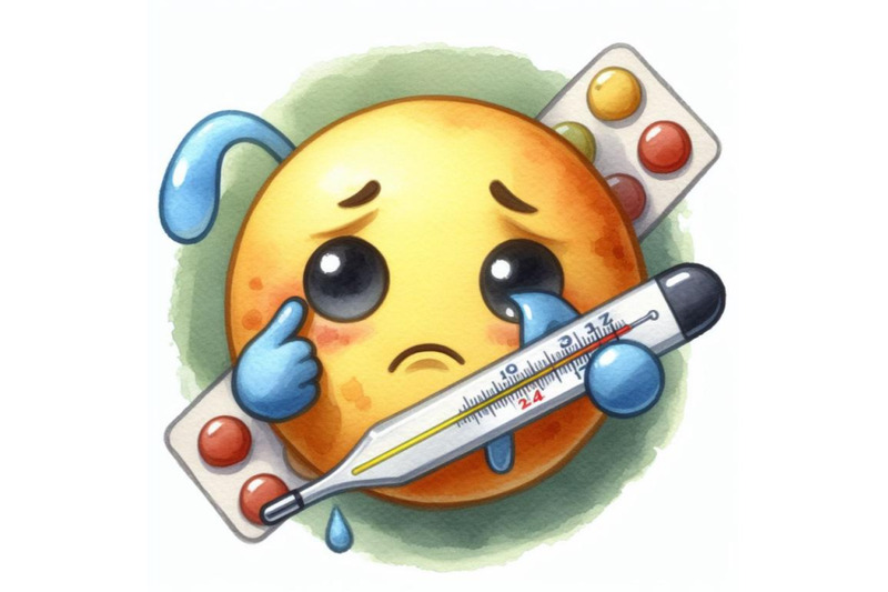 bundle-of-a-sick-emoticon-with-a-thermometer