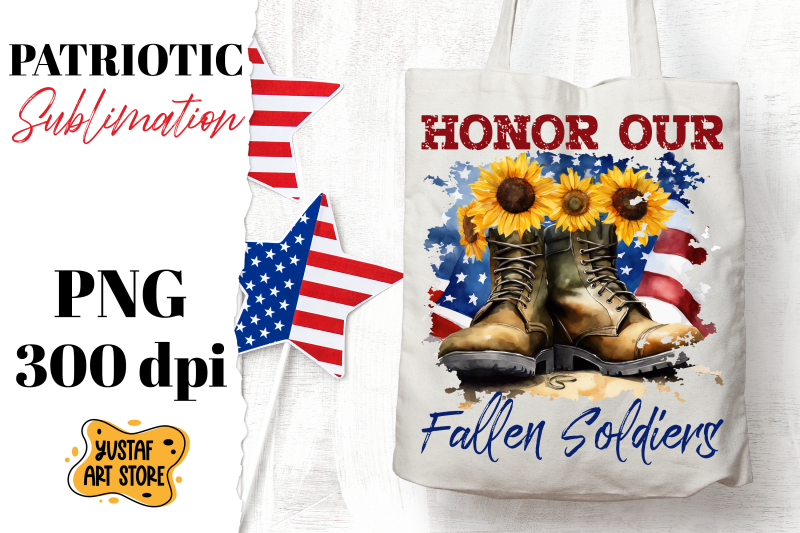 patriotic-sublimation-military-boots-and-sunflowers-png