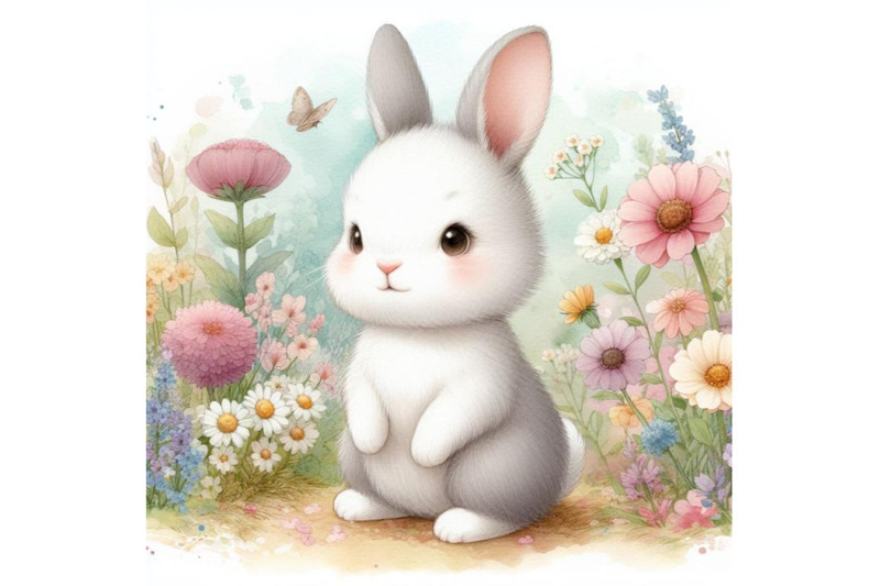 bundle-of-cute-rabbit-standing-in-a-flower-garden