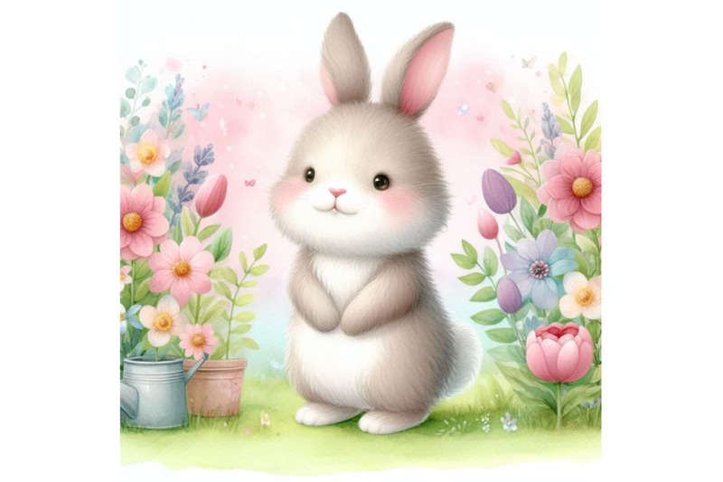 bundle-of-cute-rabbit-standing-in-a-flower-garden