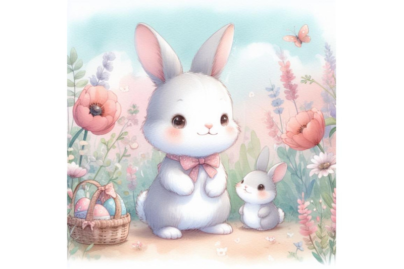 bundle-of-cute-rabbit-standing-in-a-flower-garden