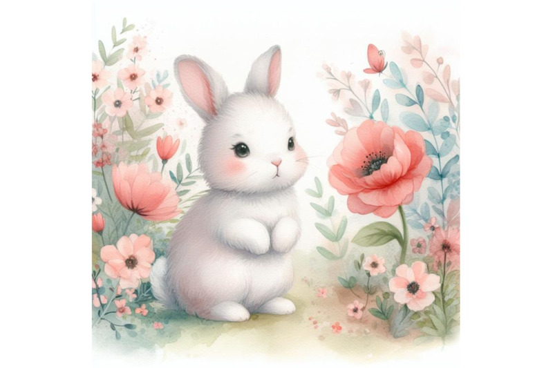 bundle-of-cute-rabbit-standing-in-a-flower-garden