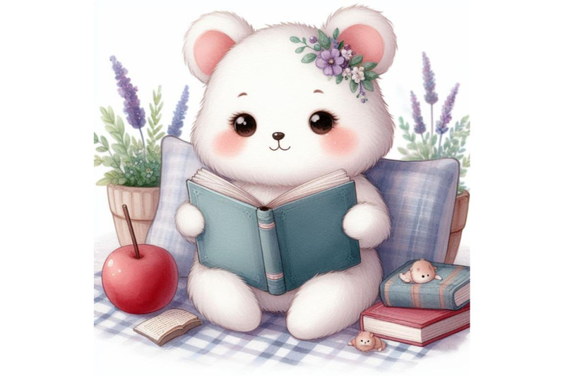 bundle-of-cute-white-animal-reading-book