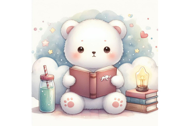 bundle-of-cute-white-animal-reading-book