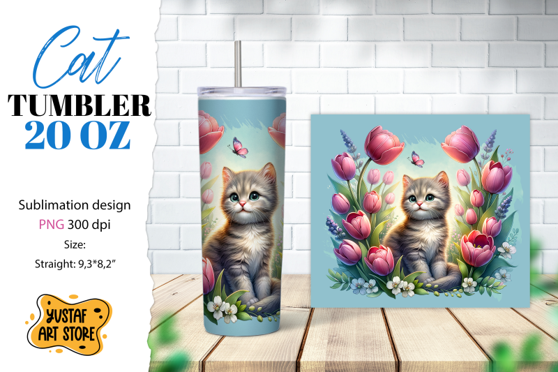 cat-tumbler-wrap-cute-cat-in-flowers-sublimation-design-png