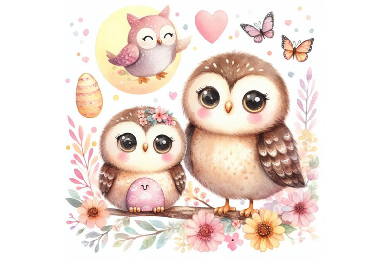 bundle-of-cute-baby-owl-and-mom