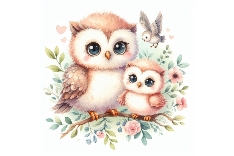 bundle-of-cute-baby-owl-and-mom